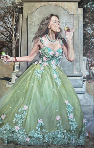 Green Dress by Laura Jo Alexander, oil on canvas